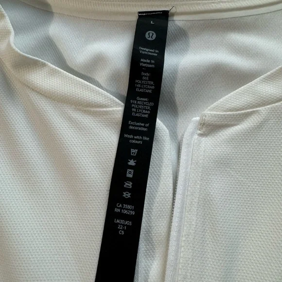 🍋 Lululemon Men’s White 3/4 Zip Up Short Sleeve White Shirt - L - Picture 10 of 11